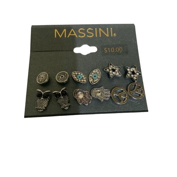 Massini Earrings Multi-Color 6-pack Stud Fastener Crystal Womens Fashion Jewelry - Picture 4 of 6